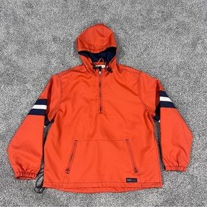 Vtg Old Navy Orange Anorak 1/4 Zip Hooded Windbreaker Pullover  Men’s Size L